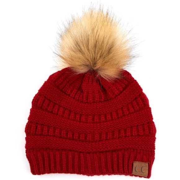 C.C 3pc Knit Warm Pom Beanie Gloves Scarves Set